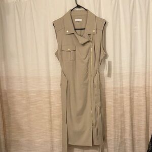 Calvin Klein Beige Sleeveless Midi Dress